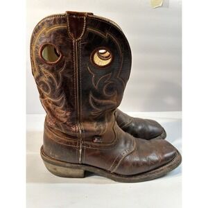 Justin Western Cowboy Boots Mens 11 EE Brown Leather Square Toe Work Ranch